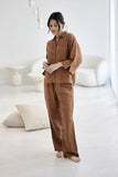 Eadie Lifestyle - Wide Leg Linen Pant - Nutmeg