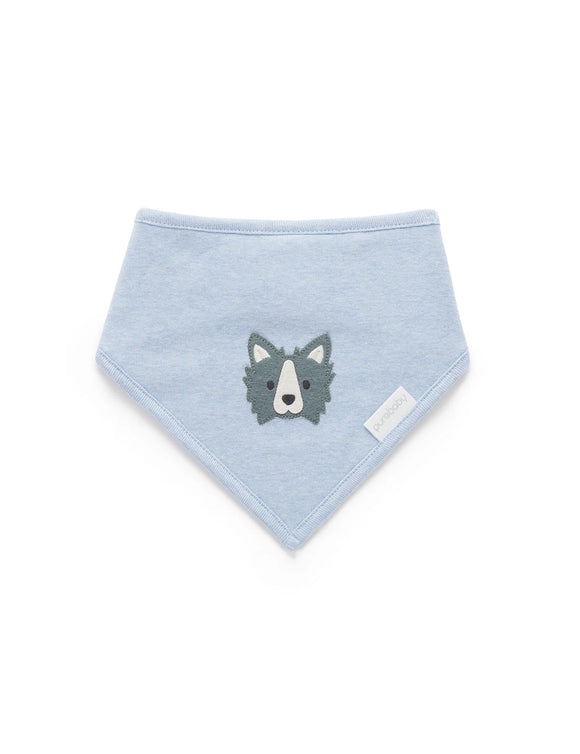 Purebaby - Country Air Melange Bandana Bib - Sheep Dog