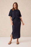 Ceres Life - Square Knit Midi Skirt - New Navy