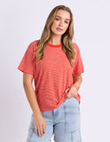 Foxwood - Hutch Stripe Tee - Grenadine / White Stripe