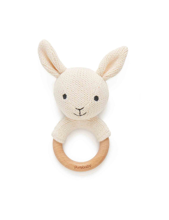 Purebaby - Knitted Rabbit Rattle