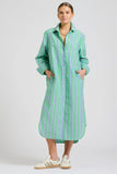 Shirty - The Andrea Shirtdress - Green & Blue Stripe