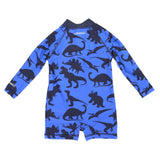 Korango - Dinosaur Long Sleeve Zip Swim Sunsuit - Blue/Navy
