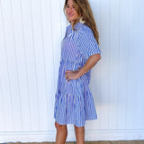 Palm Cove - Ellie Shirt Dress - Blue & White