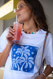 Ceres Life - Stevie Slouchy Tee - White / Palm Scarf Print