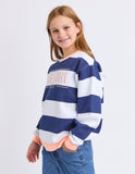Eve Girl - Contrast Stripe Crew - Navy