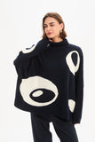 Tirelli - Retro Circle Print Knit - Navy/Cream
