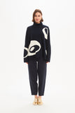 Tirelli - Retro Circle Print Knit - Navy/Cream