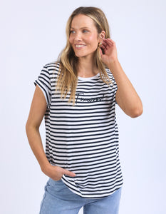 Foxwood - Signature Tee - Navy/White Stripe