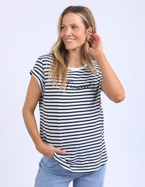 Foxwood - Signature Tee - Navy/White Stripe