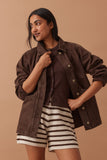 Ceres Life - Molly Textured Knit Short - Choc Stripe