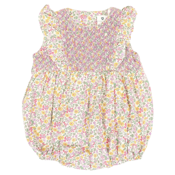 Korango - Floral Smocked Sunsuit - Yellow Floral