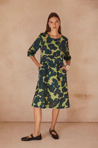 Tirelli - Curve Seam Poplin Dress - Forest Blooms