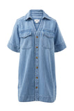 Ceres Life - Sammy Relaxed Shirt Dress - Indigo Stripe