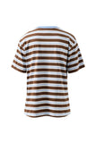 Ceres Life - Stevie Slouchy Tee - Cocoa / Sky Blue Stripe
