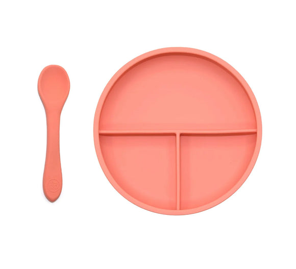 O.B Designs - Suction Divider Plate & Spoon Set - Guava