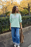 Ceres Life - Isla Oversized Slouchy Crew - Seafoam/Polo Blue Heritage Logo