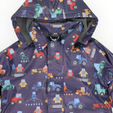 Korango - Farm Machine Print Raincoat - Navy