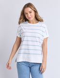 Foxwood - Allison Stripe Tee - White/ Sky Blue Stripe
