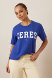 Ceres Life - Stevie Slouchy Tee - Polo Blue/Marshmallow Varsity