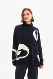 Tirelli - Retro Circle Print Knit - Navy/Cream