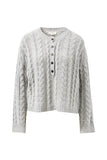 Ceres Life - Enid Cable Knit Henley - Silver Marle