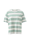 Ceres Life - Stevie Slouchy Tee - Vanilla / Green Retro Stripe