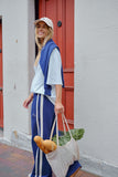 Ceres Life - Gigi Wide Leg Terry Trackpant - Washed Navy Side Stripe