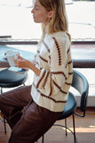 Ceres Life - Lila Oversized Knit Crew - Ecru Stripe