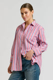 Shirty - The Elodie Girlfriend Relaxed Shirt - Red Multi Stripe