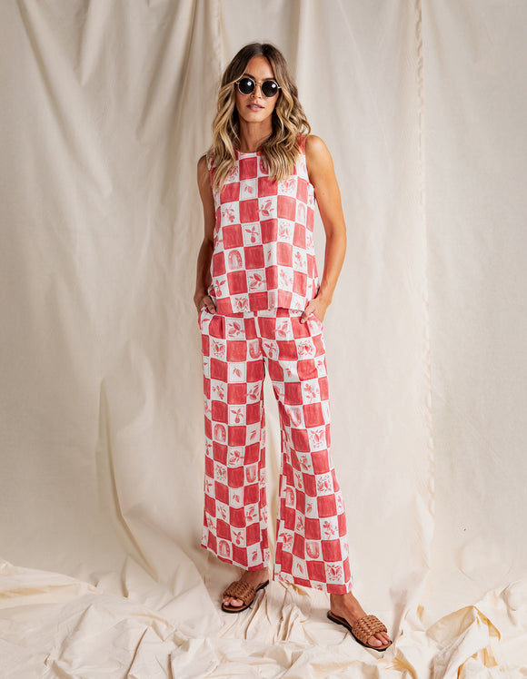 Foxwood - Biarittz Pant - Crimson Print