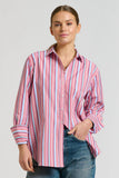 Shirty - The Elodie Girlfriend Relaxed Shirt - Red Multi Stripe