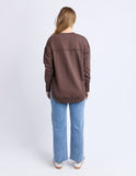 Foxwood - Simplified Metallic Crew - Coffee/Light Blue