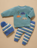 Purebaby - Striped Beanie - Duck Egg Stripe