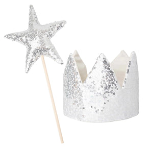 Designer Kidz - Princess Party Crown & Wand Set - Silver