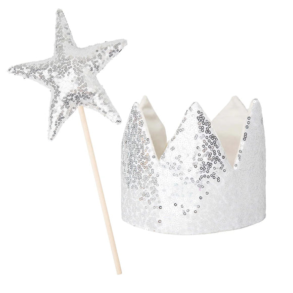 Designer Kidz - Princess Party Crown & Wand Set - Silver