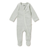 Wilson & Frenchy - Organic Stripe Rib Zipsuit With Feet - Fern