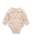 Purebaby - Thick Bodysuit With Collar - Wild Flower