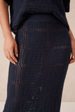 Ceres Life - Square Knit Midi Skirt - New Navy