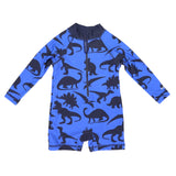 Korango - Dinosaur Long Sleeve Zip Swim Sunsuit - Blue/Navy
