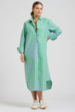 Shirty - The Andrea Shirtdress - Green & Blue Stripe