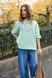 Ceres Life - Isla Oversized Slouchy Crew - Seafoam/Polo Blue Heritage Logo