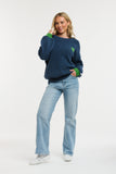 Urban Luxury - Heart Jumper - Blue/Green