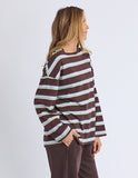 Foxwood - Harper Stripe Long Sleeve Tee - Coffee Multi Stripe