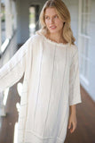 Eadie Lifestyle - The Carter Malle Linen Dress - Off White With Charcoal Stripe