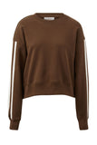 Ceres Life - Sasha Sporty Slouchy Crew - Chocolate Side Stripe