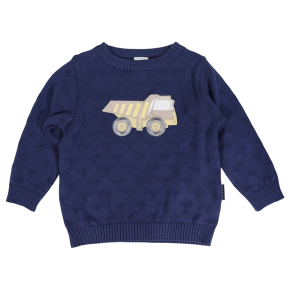 Korango - Truck Applique Knit Sweater - Yellow