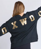 Foxwood - Metallic Interval Crew - Black with Gold