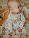 Purebaby - Almond Melange Bandana Bib - Sheep