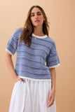 Ceres Life - Nina Boxy Knit Tee - Summer Blue Stripe
